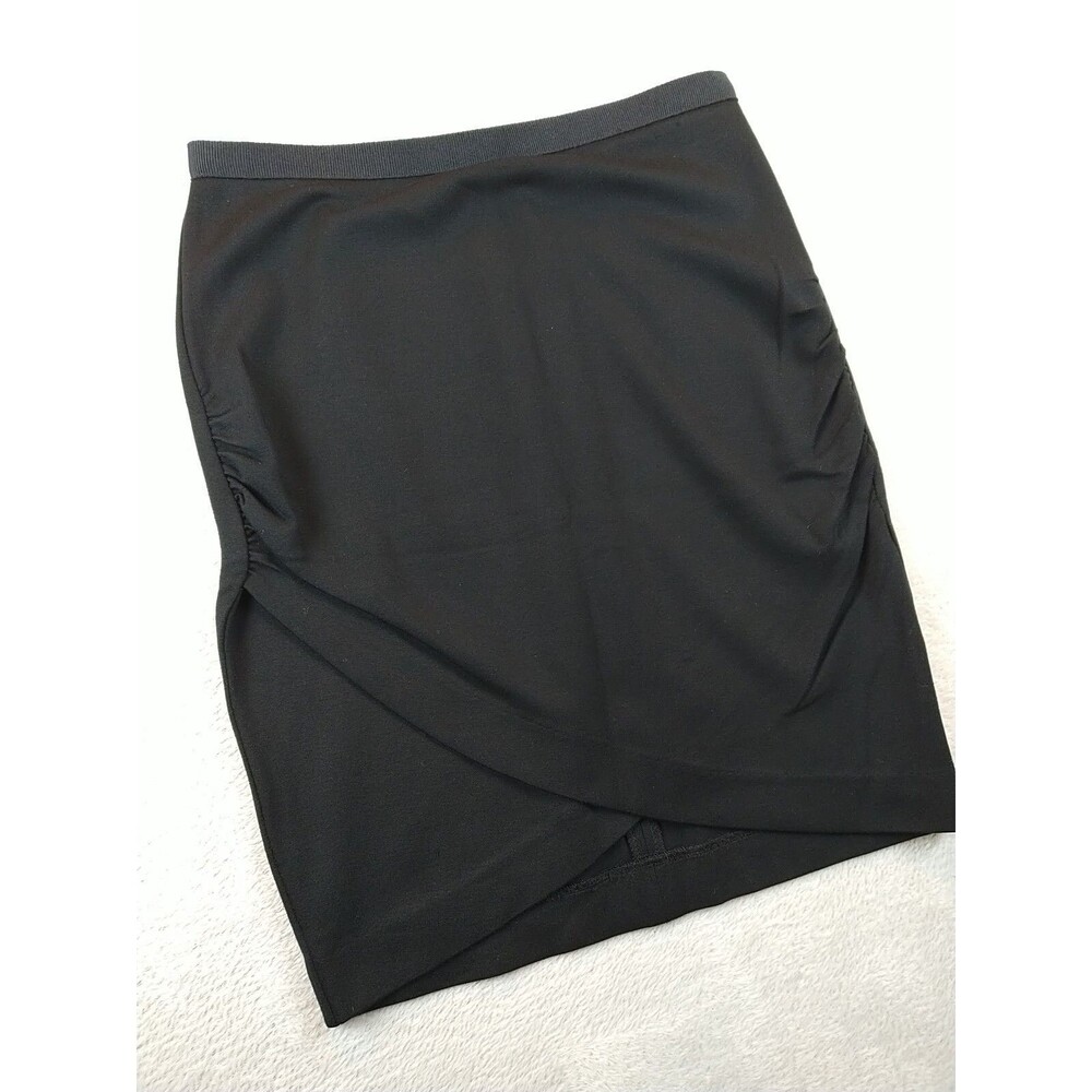 Banana Republic Alli Skirt Women's 0 Black Faux Wrap Knit Pencil Knee Straight
